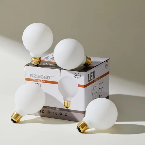 Miniatura 8 de Leools - Bombilla LED G25/G80 regulable sin parpadeo mate 6 W de vidrio esmerilado CRI95, luz blanca cálida 600 lm, bombilla LED Edison estilo globo