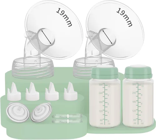 Miniatura 31 de 2 botellas de almacenamiento de leche materna de 10 onzas compatibles con SpectraS1 S2 9 Plus SG/Motif Luna/otros brida de boca ancha, recipiente