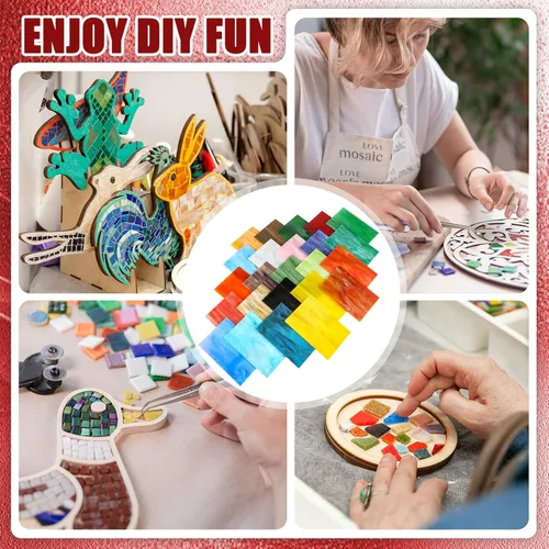 Miniatura 3 de Treela 24 piezas de vitrales vibrantes de 4 x 6 pulgadas, suministros de vitrales, mosaicos para proyectos de manualidades, variedad de arte