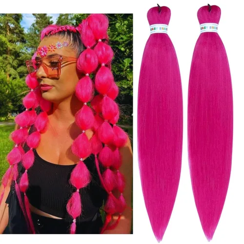 Miniatura 44 de Cabello estirado de fibra Kanekalon para trenzar con cabello humano, color oro rosado, 30 pulgadas