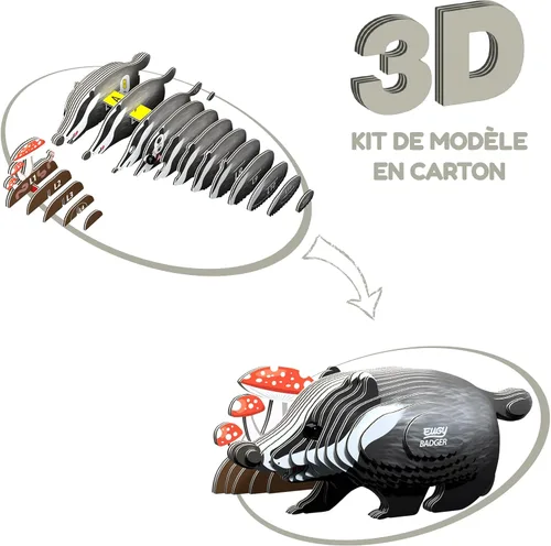 Miniatura 2 de EUGY 094 Badger - Rompecabezas de papel 3D ecológico