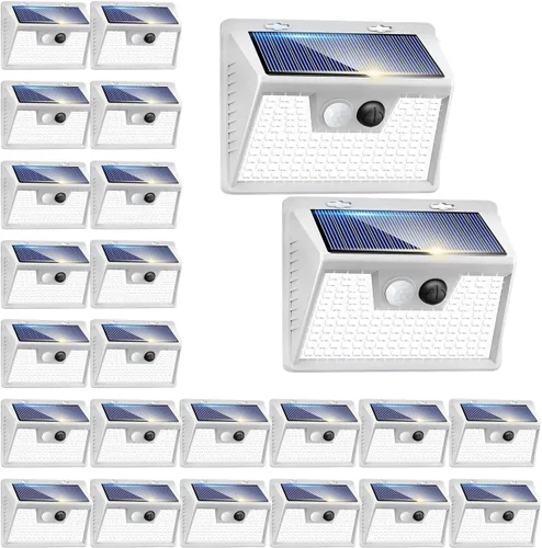 Miniatura 15 de Peasur Luces Solares para Exteriores con Sensor de Movimiento, 140 LED Luz Solar Alimentada por Energía Solar para Cerca Impermeable, 3 Modos