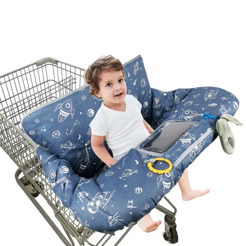 Miniatura 3 de Funda para carrito de compras para bebé/niño, acogedora funda para silla alta, nave espacial azul