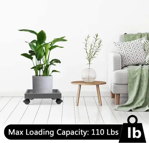 Miniatura 5 de Skelang Plataforma cuadrada con ruedas para plantas, bandejas de plástico ABS, resistente, capacidad de carga de 110 libras