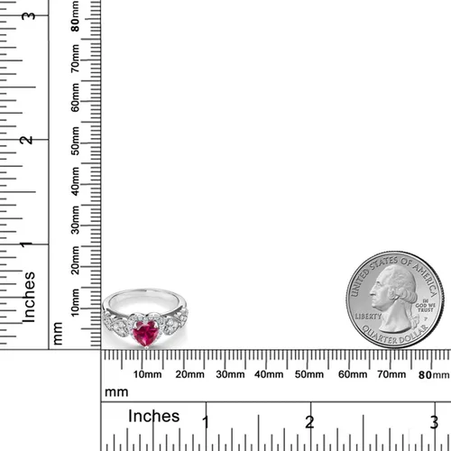 Miniatura 5 de Gem Stone King Anillo de compromiso de plata de ley 925 con rubí rojo creado para mujer