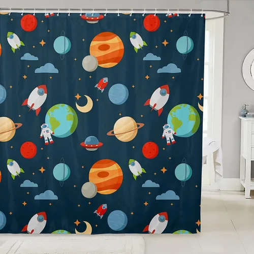 Miniatura 18 de Cortina de ducha de frutas y sandía, juego de cortina de ducha para niños y adultos, bonita cortina de baño de papaya, limón, pitaya, caricaturas