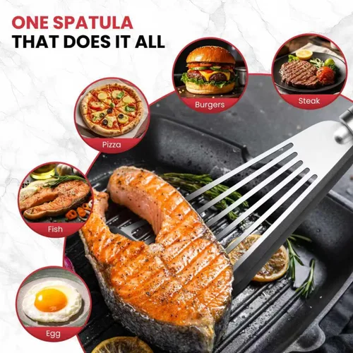 Miniatura 4 de Juego de 2 espátulas de pescado, espátulas de silicona resistentes al calor de 600ºF para utensilios de cocina antiadherentes, espátula ranurada