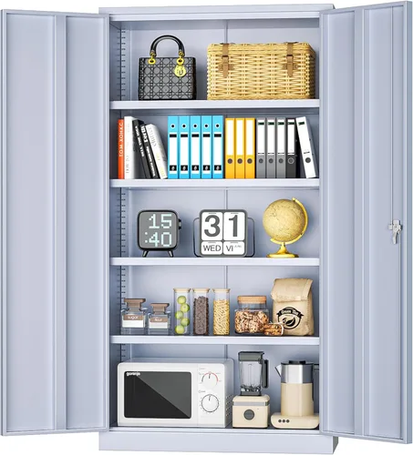 Miniatura 12 de INTERGREAT 67" Tall Bathroom Cabinet, Storage Cabinet with 2 Doors & 1 Drawer, Bathroom Storage Cabinets with Adjustable Shelves, for Living Room
