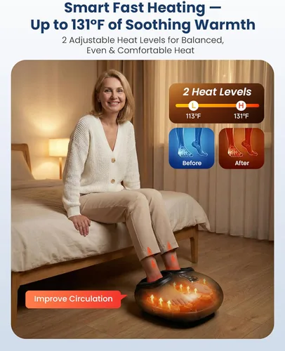 Miniatura 4 de COMFIER Shiatsu - Masajeador de pies con calor, vibración, máquina de masaje de pies de compresión rodante para fascitis plantar, dolor neuropatía