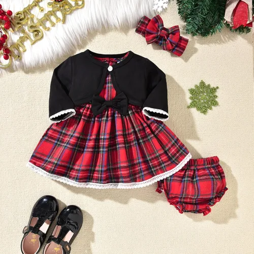 Miniatura 2 de fioukiay Conjunto de vestido y cárdigan para niña, con lazo, ropa con cubierta para pañales, otoño e invierno