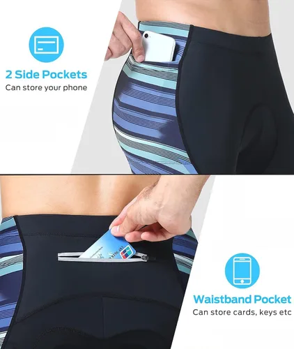 Miniatura 2 de Sportneer Pantalones cortos de ciclismo acolchados para hombre, pantalones cortos acolchados con bolsillos para ciclismo de montaña y carretera