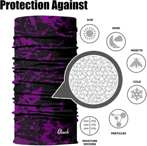 Miniatura 8 de Obacle Máscara Facial Sin Costuras Rave Bandana Hombres Mujeres para Protección contra Polvo Sol Viento Negro Puro Púrpura