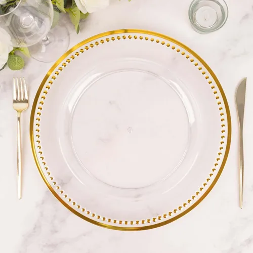 Miniatura 22 de Efavormart - 6 platos de carga redondos con cuentas negras de 13 pulgadas para decoración de mesa, vacaciones, boda, catering, decoración de eventos
