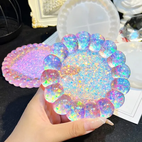 Miniatura 3 de 2 moldes de resina para bandeja de burbujas, molde de silicona para portavasos, molde de fundición de resina epoxi, lindo molde de joyería