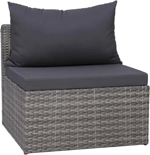 Miniatura 8 de Ensemble de Salon 5 Pièces en Simili-Rotin Gris PE Pour Jardin et Terrasse, Résistant aux Intempéries avec Coussin Amovible, Table Basse en Verre et
