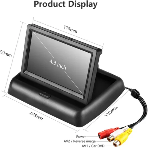 Miniatura 5 de 4.3 pulgadas pequeño mini digital abatible pantalla de monitor plegable para coche camión vehículo vista trasera kits de estacionamiento invertido