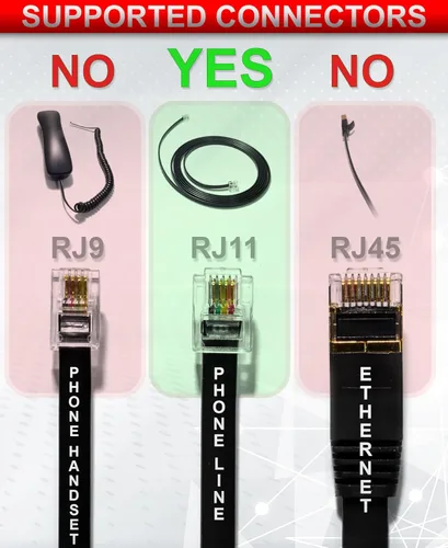 Miniatura 2 de Paquete de 2 cables telefónicos de 3 pulgadas, grado profesional, fabricado en Estados Unidos, enchufes RJ11 macho 6P4C con contactos dorados de 50