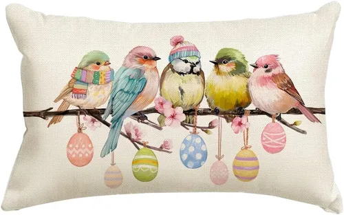 Miniatura 16 de RABUSOFA Fundas de Almohada Navideñas 18x18 Pulgadas Pájaros Decoraciones Navideñas Invierno Fundas de Cojín Decorativo Navidad Pájaros Decoración