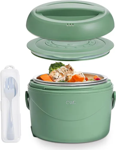 Miniatura 6 de COOK WITH COLOR Fiambrera redonda 40W, calentador de alimentos portátil, capacidad 1.1L, revestimiento de acero inoxidable, cabra/visón