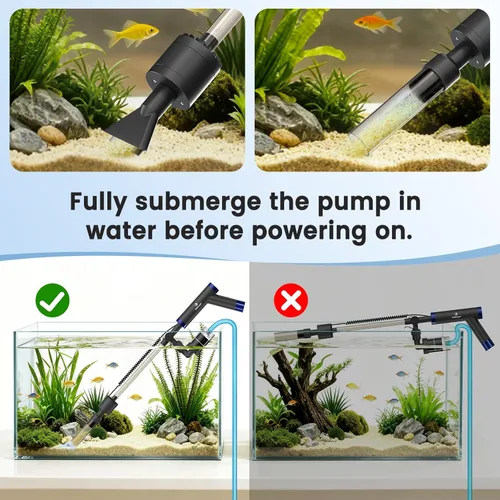 Miniatura 5 de fishkeeper Limpiador eléctrico para peceras – Herramientas de limpieza de acuarios recargables de 8 W con aspiradora de grava, cambiador de agua
