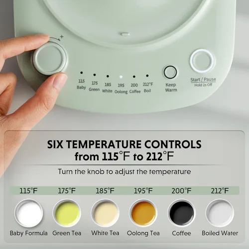 Miniatura 3 de BUYDEEM K740 - Tetera Eléctrica con Control de Temperatura, Mantiene Caliente por 12H, Ebullición Rápida, Hervidor de Agua de Acero Inoxidable