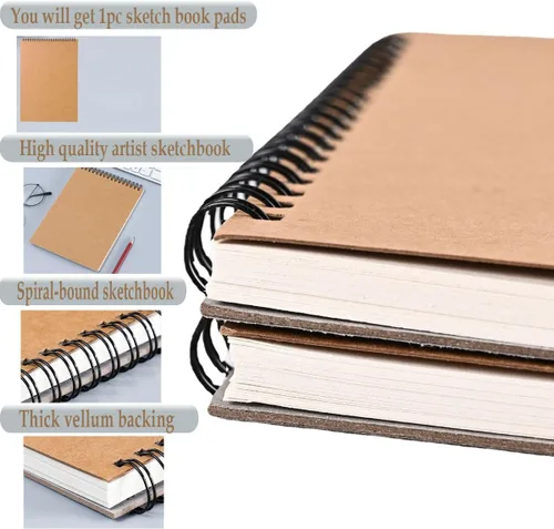 Miniatura 2 de Cuaderno de bocetos, papel de dibujo de 5.5 x 8.5 pulgadas, encuadernado en espiral, encuadernado (98 libras/5.64 oz/m²), paquete de 1, cuaderno