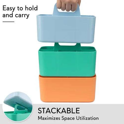 Miniatura 7 de Tiawudi Paquete de 2 Organizadores Caddy con Asa, Caddy de Plástico Portátil, Organización de Almacenamiento para Limpieza, Baño, Maquillaje, Arte