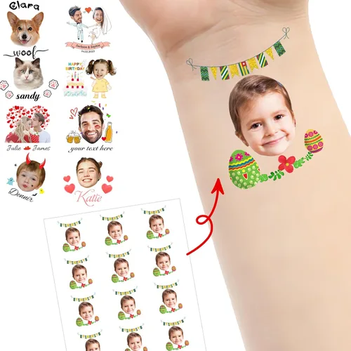 Miniatura 9 de Tatuajes personalizados temporales personalizados temporales con nombre, logotipo, foto facial para adultos, boda, cumpleaños, San Valentín