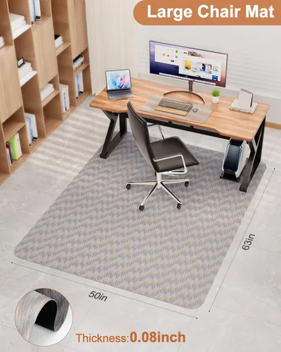Miniatura 5 de Blvornl Tapete grande para silla de oficina para suelo de madera dura, tapete para silla con ruedas para madera dura, protector de suelo duro Gris