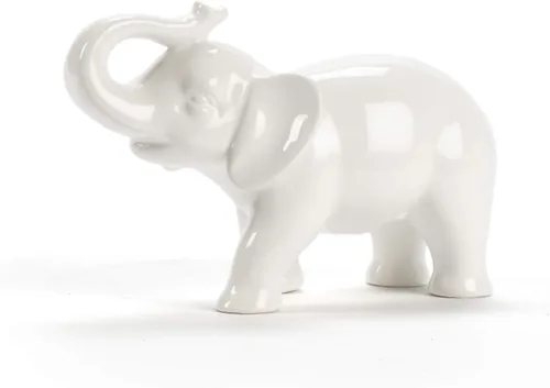 Miniatura 3 de Abbott Collection - Figura decorativa de elefante (cerámica, tamaño grande), color blanco