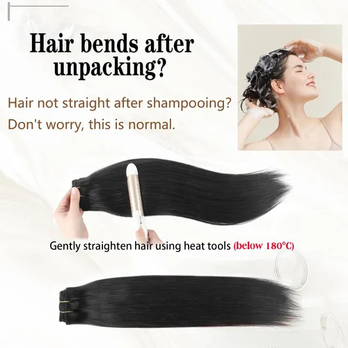 Miniatura 5 de ABH AMAZINGBEAUTY HAIR Extensiones de cabello humano negro con clip, 8 piezas de extensiones de volumen con clip, 4.23 onzas, sedoso, lacio, suave