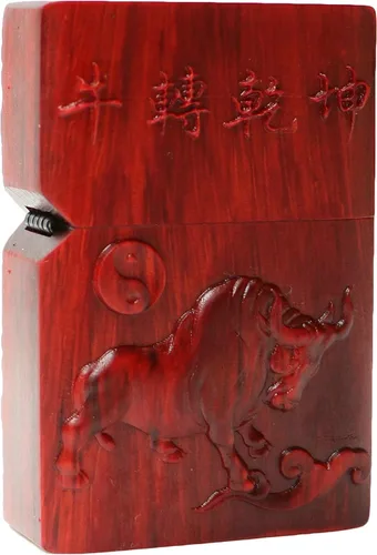 Miniatura 7 de Carcasa exterior de palisandro Huanghuali natural tallado para módulo Zippo (1000 brazos Avalokiteshvara de la diosa 3#)