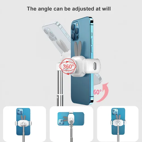Miniatura 6 de OATSBASF Lindo soporte de chat, soporte de teléfono celular ajustable en ángulo para escritorio, soporte de teléfono Kawaii para grabación, Blanco