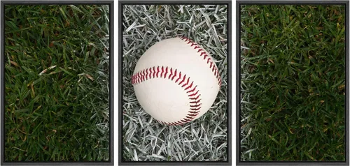 Miniatura 62 de wall26 Lienzo enmarcado para pared, juego de arte de primer plano, detalles de costuras de béisbol, atletas deportivos, fotografía, moderno