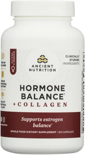 Ancient Nutrition Suplemento de equilibrio hormonal + colágeno, péptidos de colágeno hidrolizados, ingrediente clave clínicamente validado para