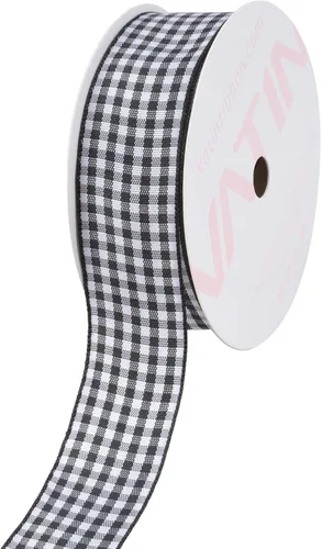 Miniatura 39 de VATIN Cinta a cuadros en blanco y negro – 3/8 pulgadas x 50 yardas, perfecta para cestas de Pascua, manualidades de primavera, envoltura de regalos