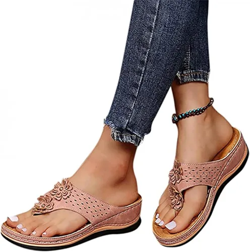 Miniatura 119 de Ladmiple Sandalias ortopédicas florales de moda 2023 con soporte de arco, zapatillas romanas casuales con puntera abierta