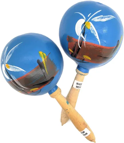 Miniatura 9 de Maracas de madera auténtica mexicana de 8 pulgadas hechas a mano (paquete de 2) (verde)