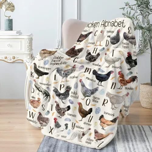 Miniatura 18 de Manta de franela con diseño del alfabeto de animales, súper suave, ligera, para niños, adultos, adecuada para sofá, cama, campamento, viajes, todas
