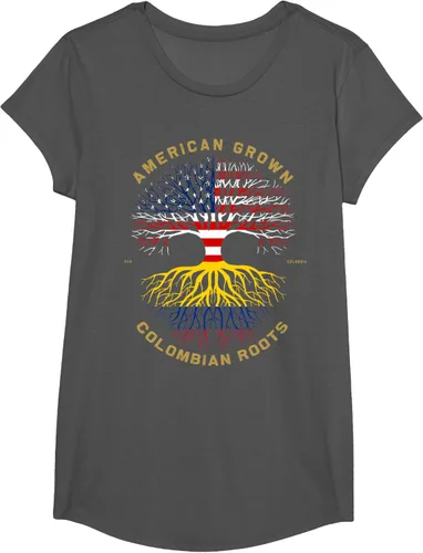 Miniatura 29 de Camiseta de regalo con la bandera de Estados Unidos con árbol de raíces colombianas