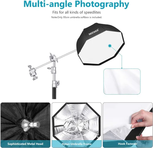 Miniatura 5 de Neewer - Softbox octogonal de 95 cm con bolsa de transporte, compatible con Speedlite, flash de estudio, sombrilla portátil para estudio
