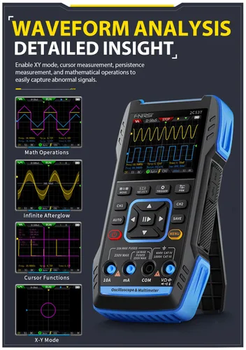 Miniatura 5 de 【FNRSI Actualizado 2C53T con 2 Sondas P6100】 Osciloscopio/Multímetro/Generador de Señal DDS 3 en 1, Ancho de Banda de 50MHz, Frecuencia de Muestreo