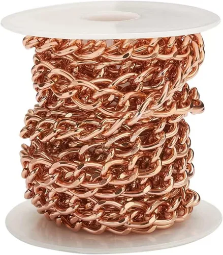 Miniatura 28 de N/C Cadenas de aluminio de 15 pies de eslabones de perlas de imitación, cadena de eslabones trenzados, cadenas de cable cruzado con colgante