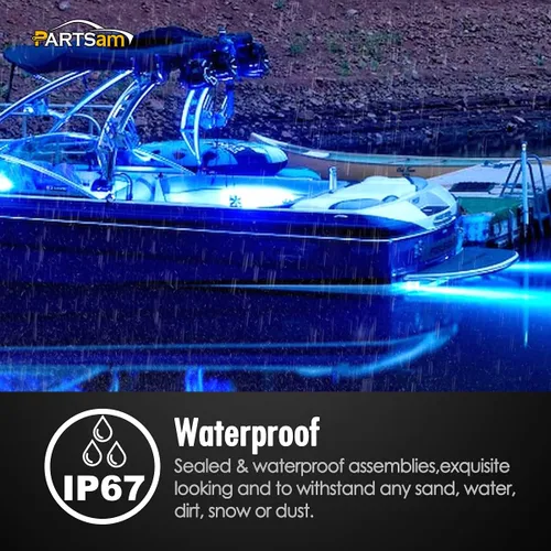 Miniatura 6 de Partsam 2 barras de luz azul de 30 LED de 8 pulgadas, luz de marcador de camión de remolque, 12 V de baja corriente, luces LED marinas de línea