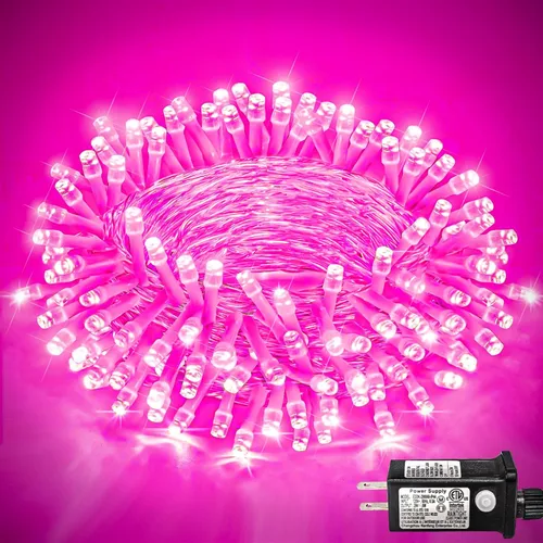 Miniatura 39 de Guirnalda de 120 luces LED rojas impermeables para exteriores, luces de Navidad rojas de 40 pies, 8 modos, cable transparente, guirnalda de luces