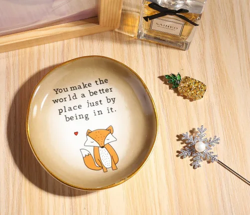 Miniatura 7 de Regalo para mamá, soporte para platos de anillo de zorro, haces del mundo un mejor lugar en él, regalo del día de la madre, regalos para mamá