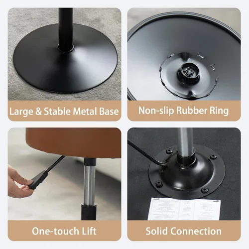 Miniatura 6 de Taburete de tocador ajustable con espuma de alta densidad y base de metal, silla giratoria de maquillaje, taburete de maquillaje pequeño