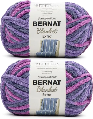Miniatura 31 de Bernat - Estambre para mantas Extra Negro, 2 paquetes de 300g/10.5 onzas, poliéster, #7, jumbo, tejido de punto/ganchillo