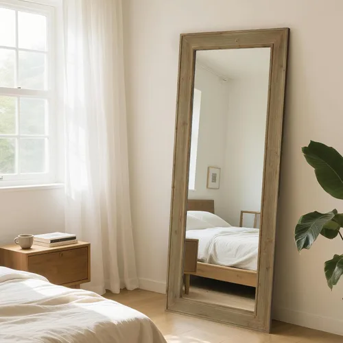 Miniatura 11 de WallBeyond Espejo de Pared de Ratán Rectangular, Espejo de Ratán de 32 X 44 Pulgadas con Marco de Madera para Decoración de Pared, Baño, Sala