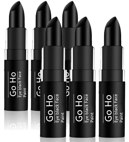 Miniatura 10 de Go Ho Barra de pintura facial negra fácil de colorear, tiras de ojos impermeables para palo de béisbol, accesorios de fútbol, lápiz labial y pintura